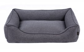 Legowisko dla psa Sofa Mallorca Comfort w kolorze ciemnoszarym z czarnym wykończeniem