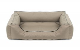 Legowisko dla psa Sofa Valencia Orthopedic w kolorze beżowym z czarnym wykończeniem
