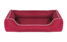 Legowisko dla psa Sofa Valencia Orthopedic w kolorze czerwonym z białym wykończeniem