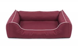 Legowisko dla psa Sofa Valencia Orthopedic w kolorze bordowym z białym wykończeniem