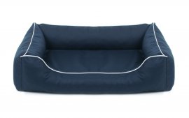 Legowisko dla psa Sofa Valencia Orthopedic w kolorze granatowym z białym wykończeniem
