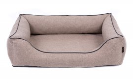 Legowisko dla psa Sofa Mallorca Standard w kolorze beżowym z czarnym wykończeniem