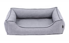 Legowisko dla psa Sofa Mallorca Standard w kolorze jasnoszarym z czarnym wykończeniem