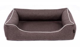 Legowisko dla psa Sofa Mallorca Standard w kolorze brązowym z białym wykończeniem