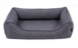 Legowisko dla psa Sofa Mallorca Standard w kolorze ciemnoszarym z czarnym wykończeniem