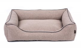 Legowisko dla psa Sofa Mallorca Comfort w kolorze beżowym z czarnym wykończeniem