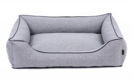 Legowisko dla psa Sofa Mallorca Comfort w kolorze jasnoszarym z czarnym wykończeniem