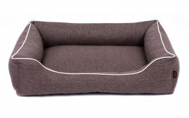 Legowisko dla psa Sofa Mallorca Comfort w kolorze brązowym z białym wykończeniem