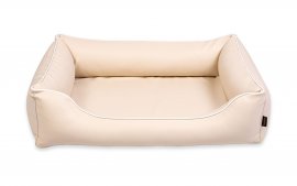 Legowisko dla psa Sofa Alicante Standard w kolorze beżowym/kremowym z białym wykończeniem