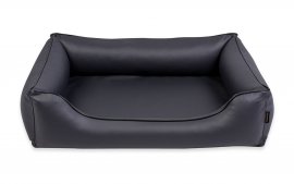 Legowisko dla psa Sofa Alicante Standard w kolorze ciemnoszarym z czarnym wykończeniem