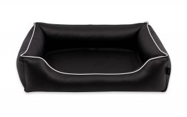 Legowisko dla psa Sofa Alicante Standard w kolorze czarnym z białym wykończeniem