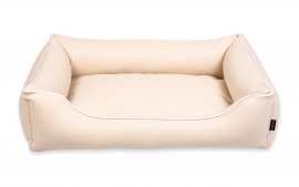 Legowisko dla psa Sofa Alicante Comfort w kolorze beżowym/kremowym z białym wykończeniem