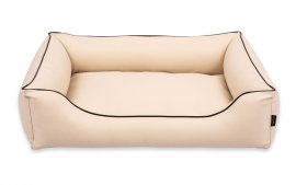 Legowisko dla psa Sofa Alicante Comfort w kolorze beżowym/kremowym z czarnym wykończeniem