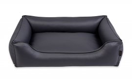 Legowisko dla psa Sofa Alicante Comfort w kolorze ciemnoszarym z czarnym wykończeniem