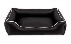 Legowisko dla psa Sofa Alicante Comfort w kolorze czarnym z białym wykończeniem