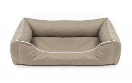 Legowisko dla psa Sofa Valencia Standard TwinFoam w kolorze beżowym z białym wykończeniem