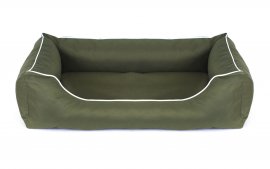 Legowisko dla psa Sofa Valencia Standard TwinFoam w kolorze zielonym z białym wykończeniem