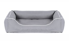 Legowisko dla psa Sofa Valencia Standard TwinFoam w kolorze jasnoszarym z białym wykończeniem