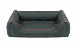 Legowisko dla psa Sofa Valencia Standard TwinFoam w kolorze ciemnoszarym z czerwonym wykończeniem