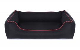 Legowisko dla psa Sofa Valencia Standard TwinFoam w kolorze czarnym z czerwonym wykończeniem