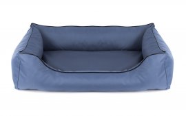 Legowisko dla psa Sofa Valencia Standard w kolorze niebieskim z czarną bizą 120x90 do sam. złożenia