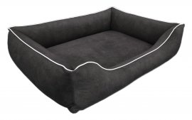 Legowisko dla psa Sofa Barcelona Standard TwinFoam w kolorze ciemnoszarym z białym wykończeniem