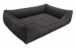 Legowisko dla psa Sofa Barcelona Standard TwinFoam w kolorze ciemnoszarym z czarnym wykończeniem