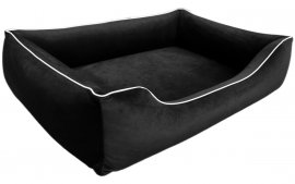 Legowisko dla psa Sofa Barcelona Standard TwinFoam w kolorze czarnym z białym wykończeniem