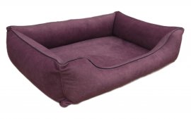 Legowisko dla psa Sofa Barcelona Orthopedic w kolorze bordowym z czarnym wykończeniem