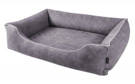 Legowisko dla psa Sofa Barcelona Orthopedic w kolorze jasnoszarym z białym wykończeniem