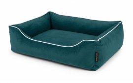 Legowisko dla psa Sofa Barcelona Orthopedic w kolorze turkusowym z białym wykończeniem